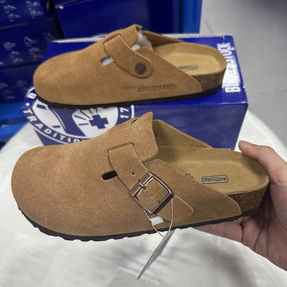 Men and Women's Spring Summer Comfortable Boston Suede-leather clogs Slippers