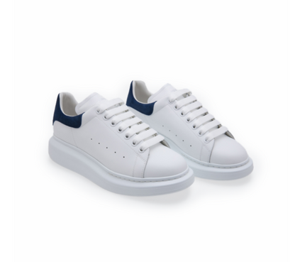 Men's Leather Platform Trainers Round Toe Oversized Low-Top Sneakers