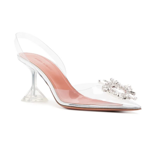 Women's Begum Slingback Crystal-Embellished PVC Heeled Mules Highheels Sandals