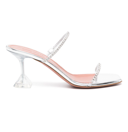 Women's Summer Slippers Gilda Crystal-Embellished Heeled Mules 3.7" Hourglass-shaped Heels