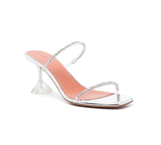 Women's Summer Slippers Gilda Crystal-Embellished Heeled Mules 3.7" Hourglass-shaped Heels