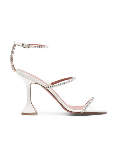 Women's Summer Hourglass-shaped Heel Gilda Crystal-Embellished Metallic-leather Heeled Sandals