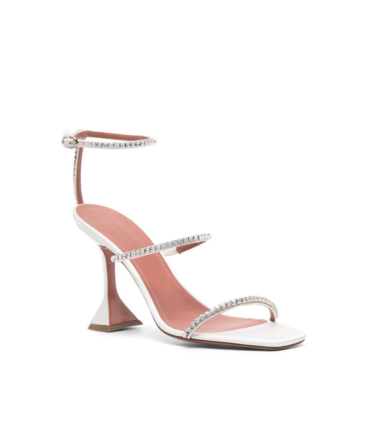 Women's Summer Hourglass-shaped Heel Gilda Crystal-Embellished Metallic-leather Heeled Sandals