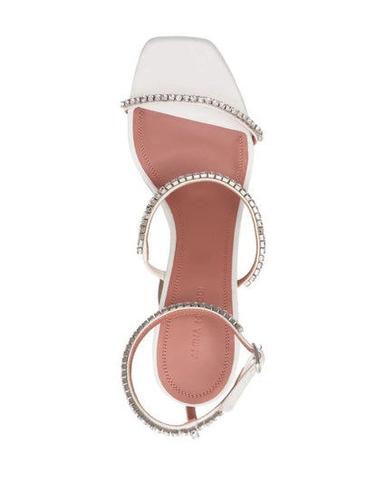 Women's Summer Hourglass-shaped Heel Gilda Crystal-Embellished Metallic-leather Heeled Sandals