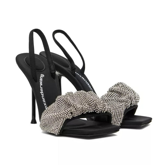 Women's Crystal Scrunchie Julie Heeled Sandals Party Wear Highheels