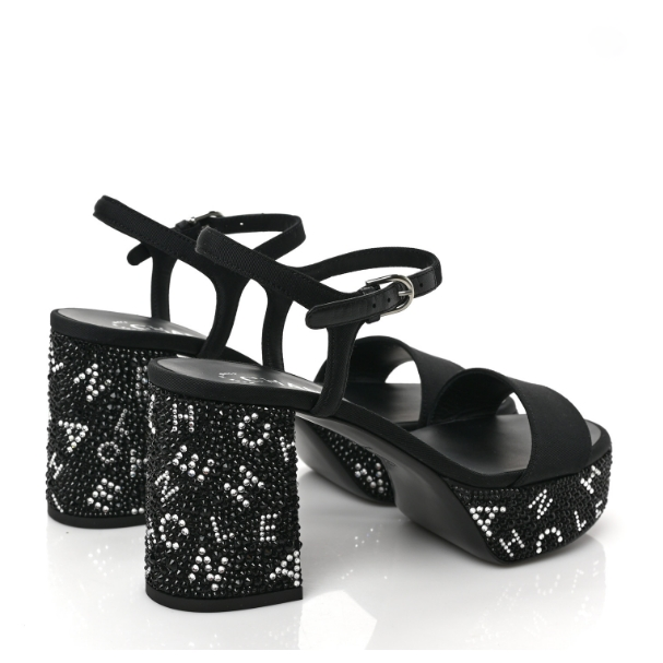 Women's Grosgrain Strass Logo Platform Sandals