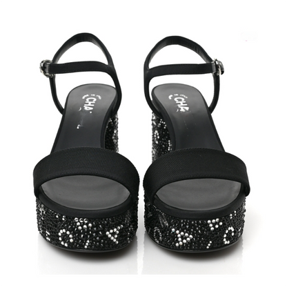 Women's Grosgrain Strass Logo Platform Sandals