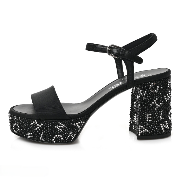 Women's Grosgrain Strass Logo Platform Sandals