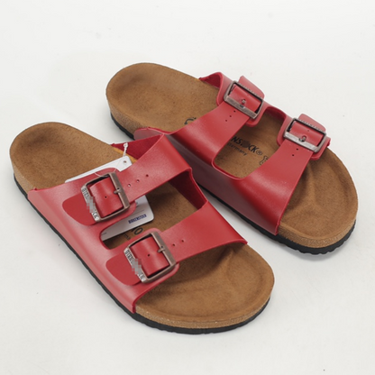 Clearance：Designer Clogs Sandals Cork Flat Fashion Summer Slipp Leather Slide Favourite Beach Casual Women Men Arizona Mayari