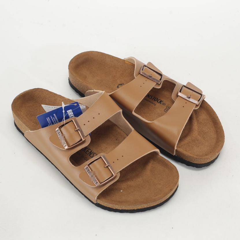 Clearance：Designer Clogs Sandals Cork Flat Fashion Summer Slipp Leather Slide Favourite Beach Casual Women Men Arizona Mayari