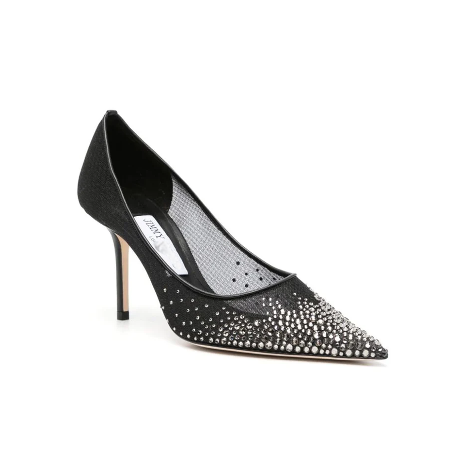 Women's Spring Summer Heels Love 85 Crystal-Embellished Mesh Pumps