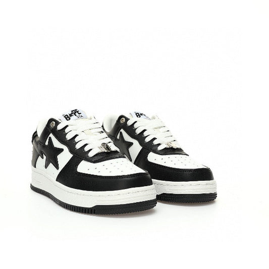 Low Men's Star #1 Leather Sneakers Black and White Full Size