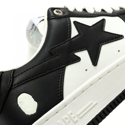 Low Men's Star #1 Leather Sneakers Black and White Full Size