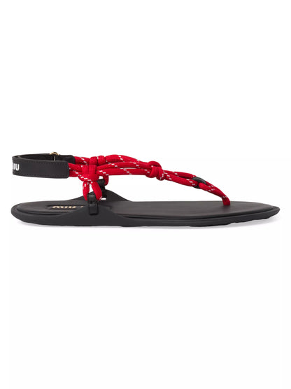 Women's Summer T-Strap Rope Flat Sandals