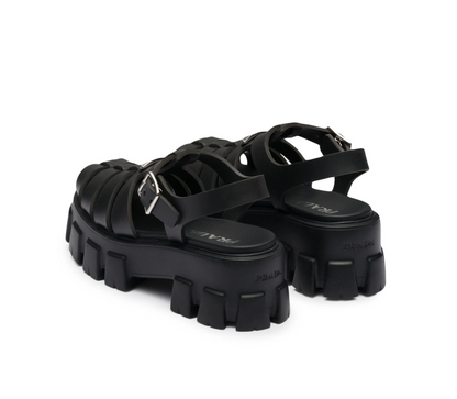 Women's Monolith logo-plaque chunky-sole caged rubber sandals