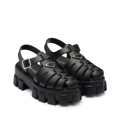 Women's Monolith logo-plaque chunky-sole caged rubber sandals