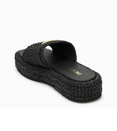 Logo-Plaque Crochet Women's Flatform Sandals | Woven Raffia Design - Stylish & Comfortable Footwear