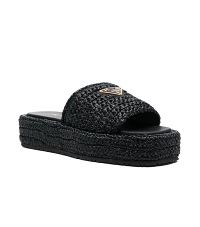 Logo-Plaque Crochet Women's Flatform Sandals | Woven Raffia Design - Stylish & Comfortable Footwear