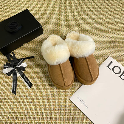 2024 Women's Disquette Suede Upper Slippers with Platform and Fur